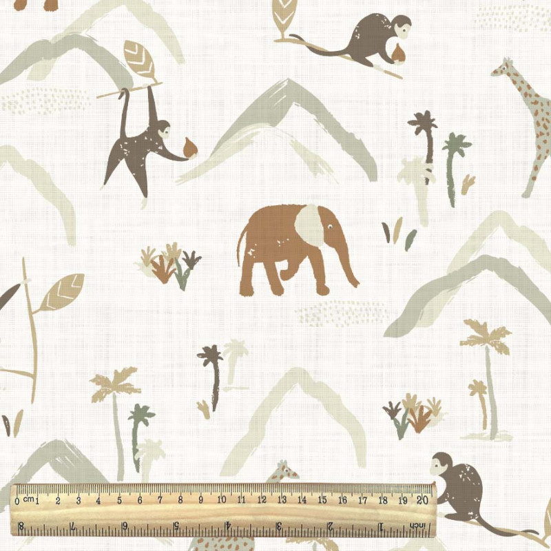 Printed Cotton ZAMBIA Off-White / Warm Multicolored